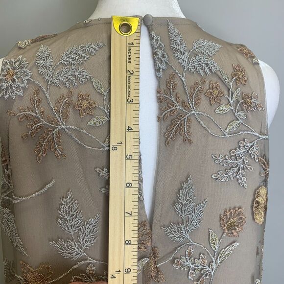 Calvin Klein Embroidered Dress Lace Mesh Sheer Metallic Cocktail Formal Wedding - Picture 12 of 14